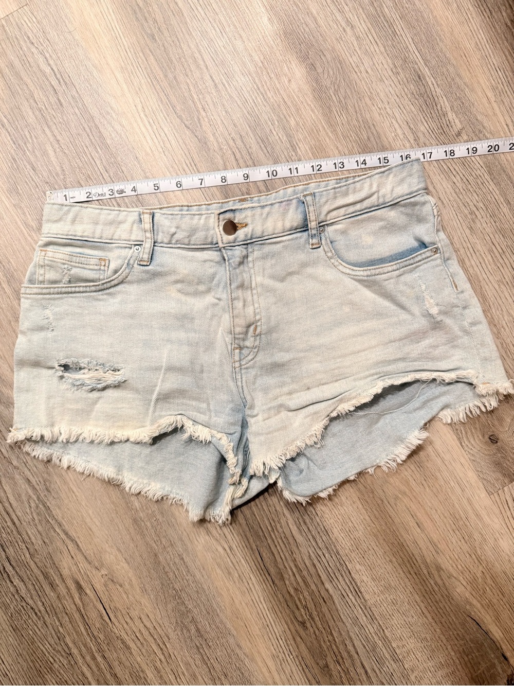 H&M Light Blue Distressed Denim Cutoff Shorts